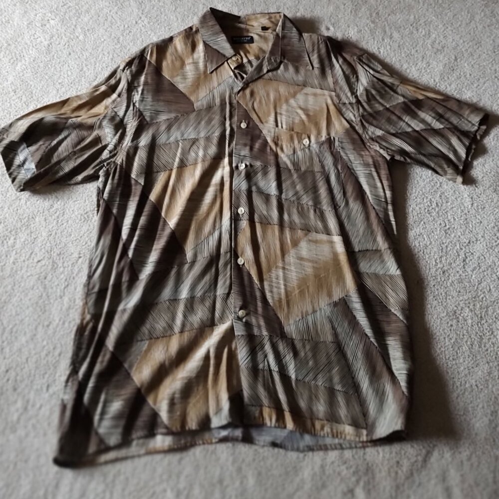 Riscatto Made in Italy Rayon Floral Short Sleeve Button Down Hawaiian Shirt-L
